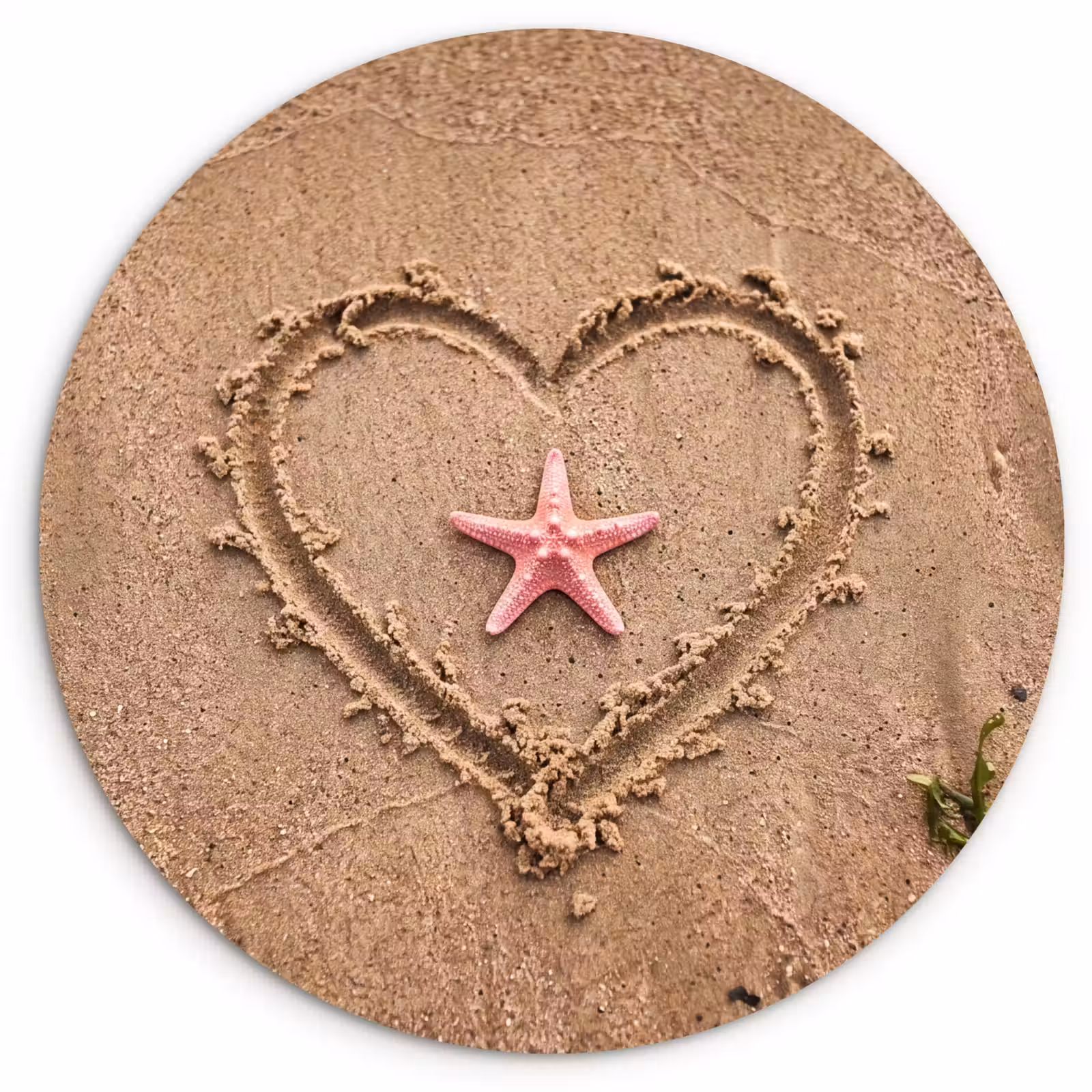 Wandcirkel - Glas - Dieren - Hart - Strand - Zand - Roze — 1