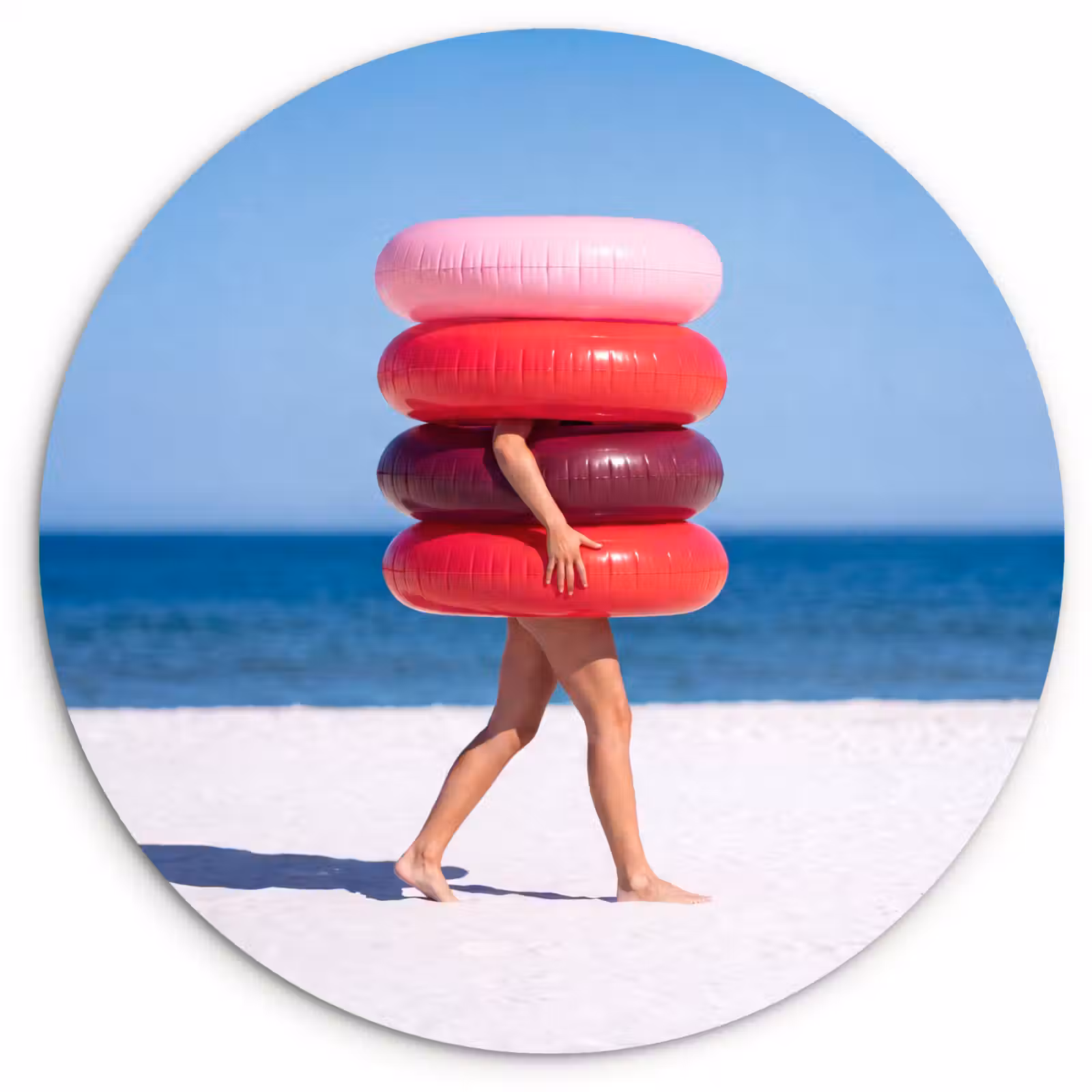 Wandcirkel - Glas - Mensen - Strand - Zomer - Recreatie - Kleurrijk — 1