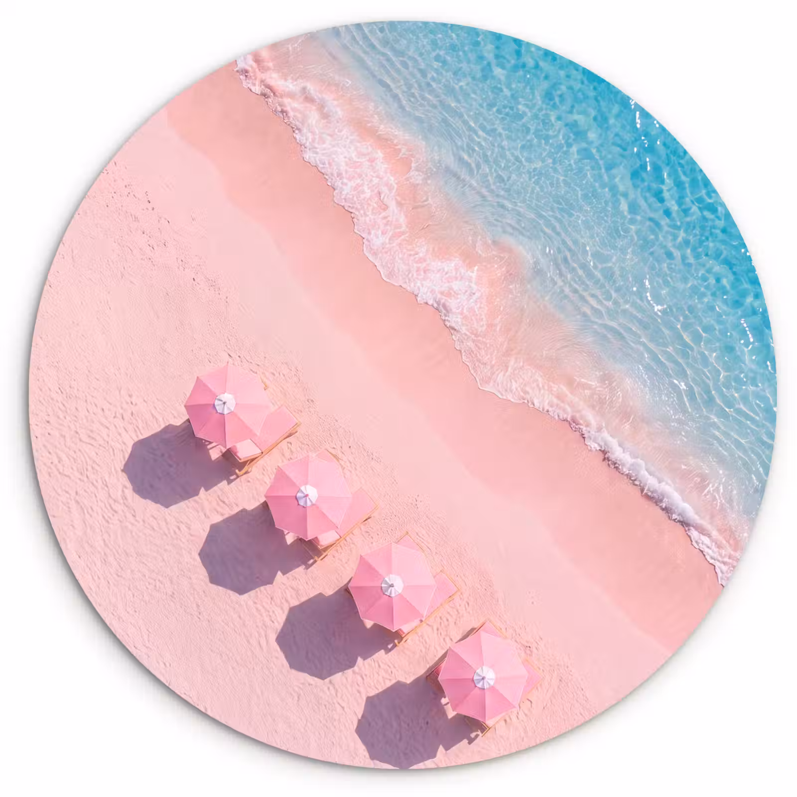 Wandcirkel - Glas - Strand - Roze zand - Zee - Zomer - Natuur — 1