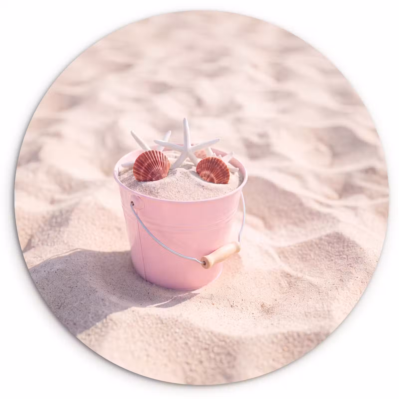 Wandcirkel - Glas - Strand - Schelpen - Zomer - Roze - Decoratie — 1