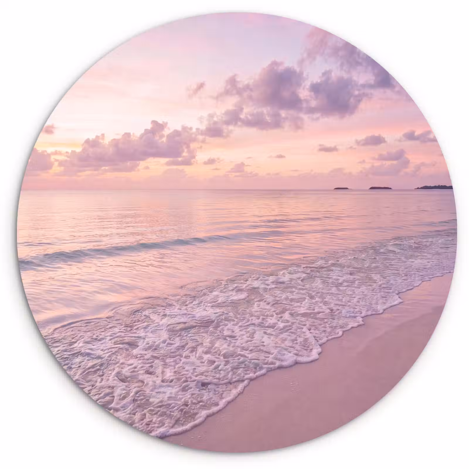 Wandcirkel - Glas - Strand - Zonsondergang - Natuur - Minimalistisch - Roze — 1