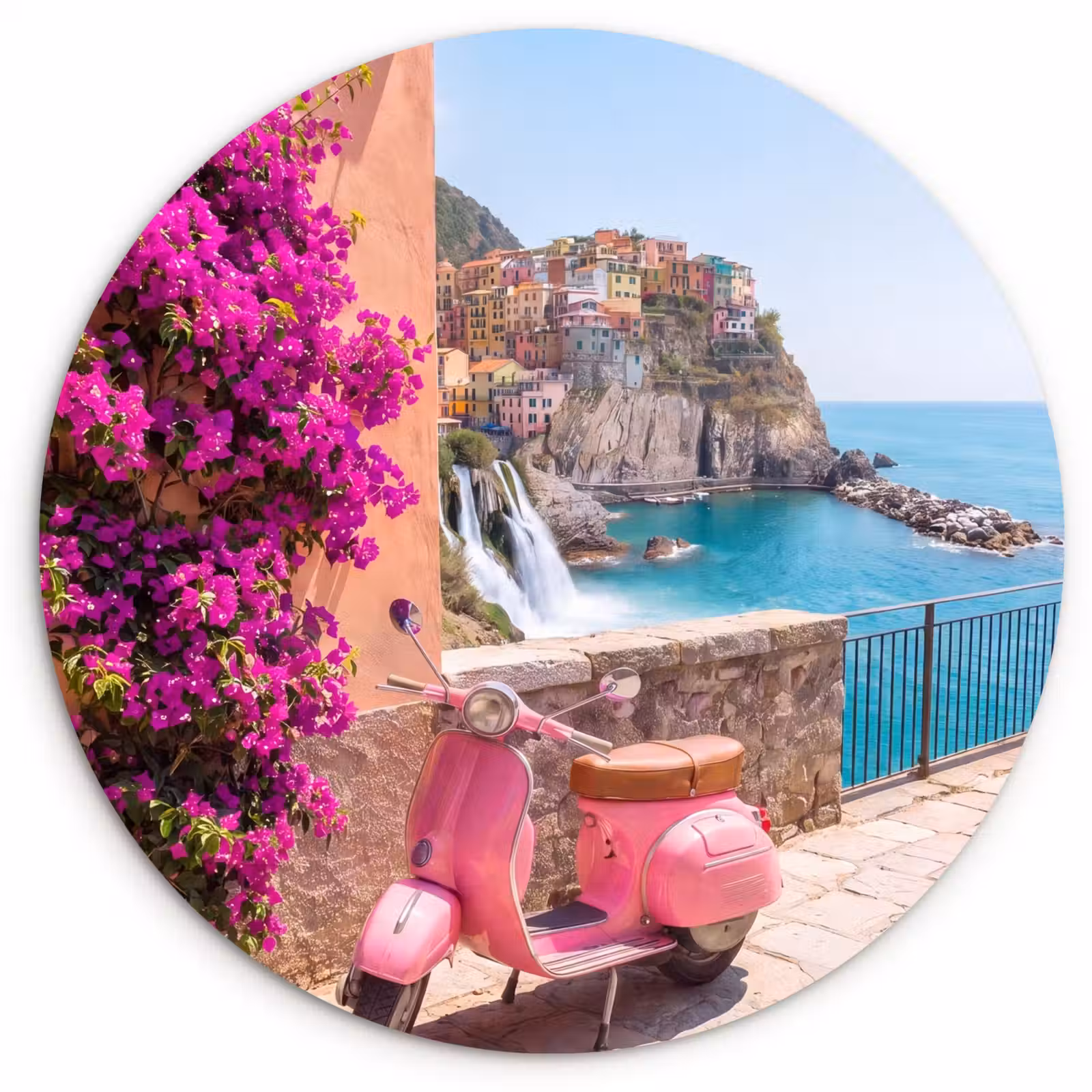 Wandcirkel - Glas - Voertuig - Roze - Kust - Zomer - Reizen — 1