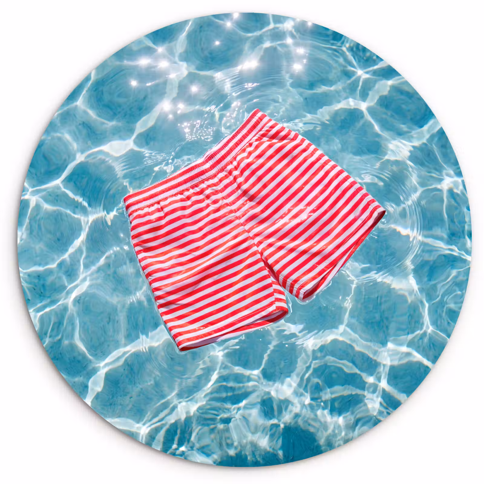 Wandcirkel - Glas - Zwemkleding - Gestreept - Water - Zomer - Rood-wit — 1