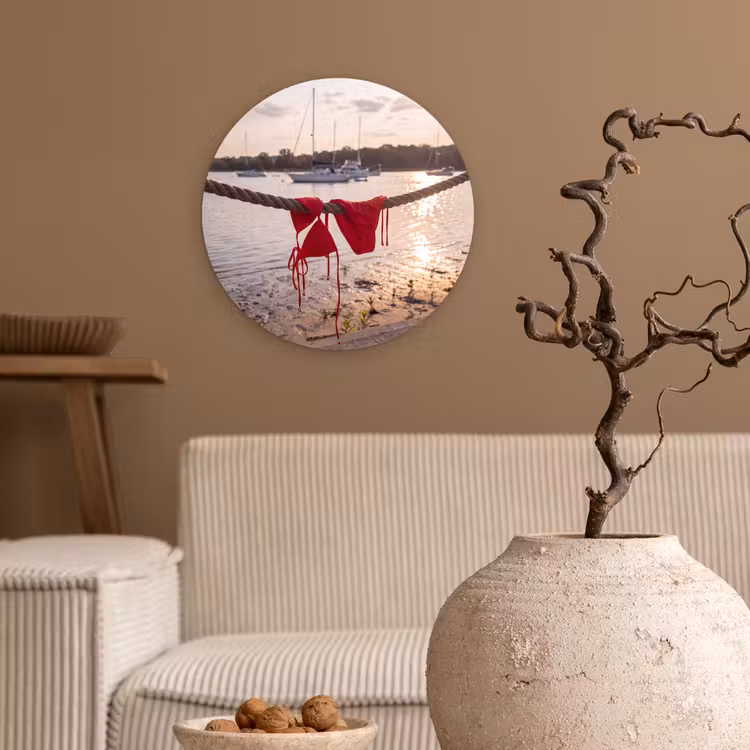 Wandcirkel - Glas - Badkleding - Rood - Zomer - Water - Zonsondergang — 2