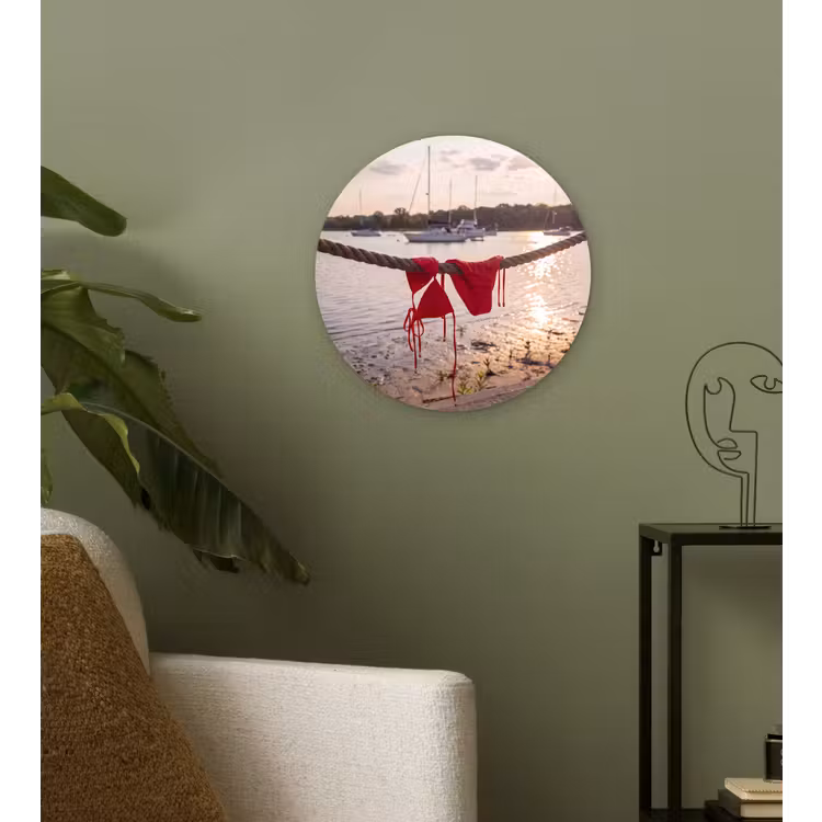 Wandcirkel - Glas - Badkleding - Rood - Zomer - Water - Zonsondergang — 3