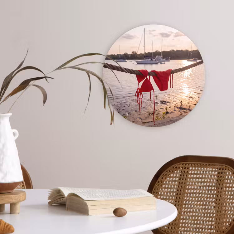 Wandcirkel - Glas - Badkleding - Rood - Zomer - Water - Zonsondergang — 4