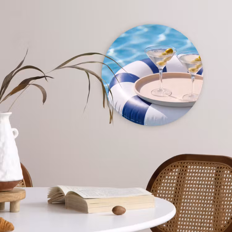 Wandcirkel - Glas - Cocktail - Zwembad - Zomer - Blauw — 4