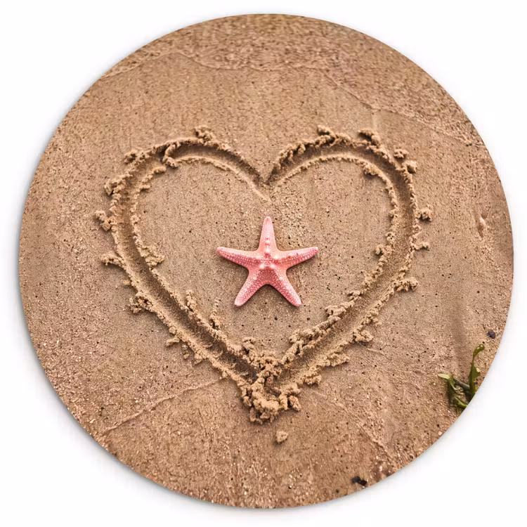 Wandcirkel - Glas - Dieren - Hart - Strand - Zand - Roze — 1