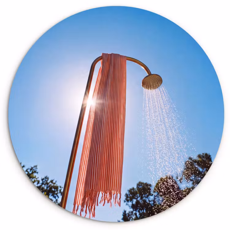 Wandcirkel - Glas - Douche - Water - Zomer - Blauw — 1