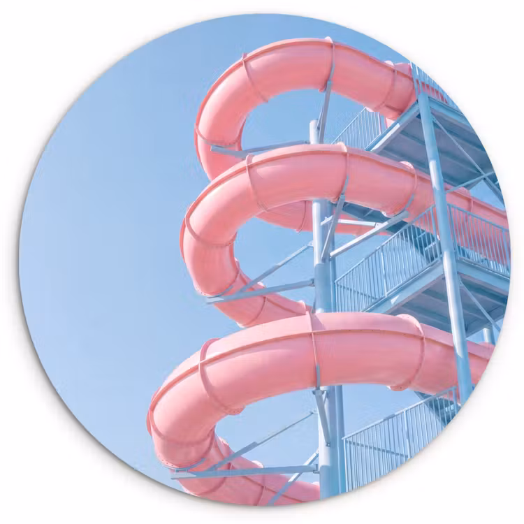 Wandcirkel - Glas - Glijbaan - Waterpark - Spiraal - Modern - Roze — 1