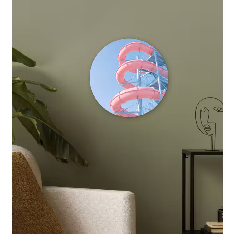 Wandcirkel - Glas - Glijbaan - Waterpark - Spiraal - Modern - Roze — 3