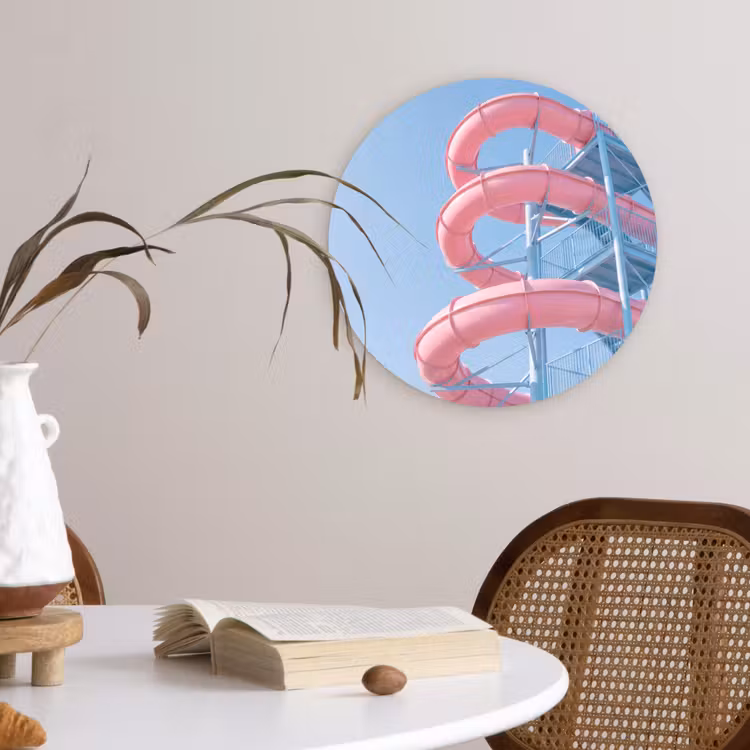 Wandcirkel - Glas - Glijbaan - Waterpark - Spiraal - Modern - Roze — 4