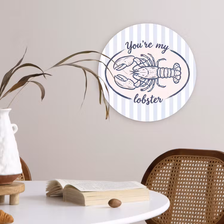 Wandcirkel - Glas - Kreeft - Illustratie - Liefde - Blauw - Decoratie — 4