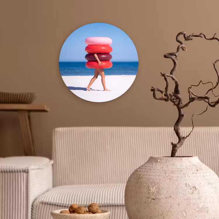 Wandcirkel - Glas - Mensen - Strand - Zomer - Recreatie - Kleurrijk — 2