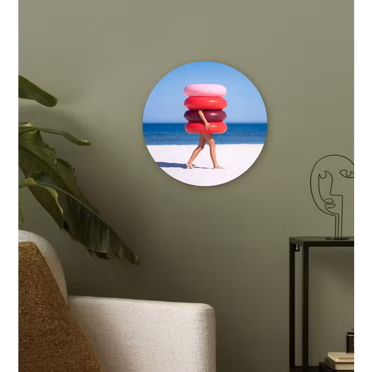 Wandcirkel - Glas - Mensen - Strand - Zomer - Recreatie - Kleurrijk — 3