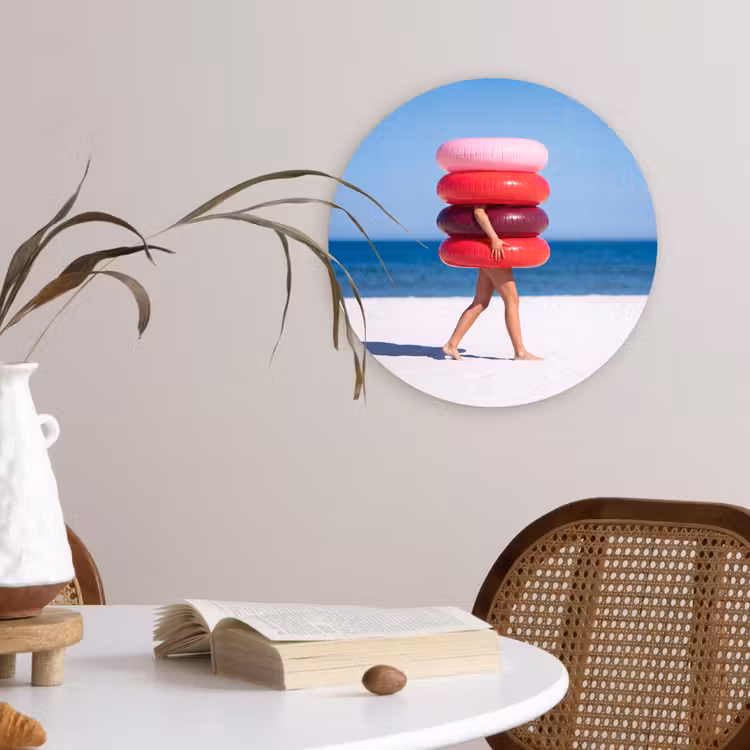 Wandcirkel - Glas - Mensen - Strand - Zomer - Recreatie - Kleurrijk — 4