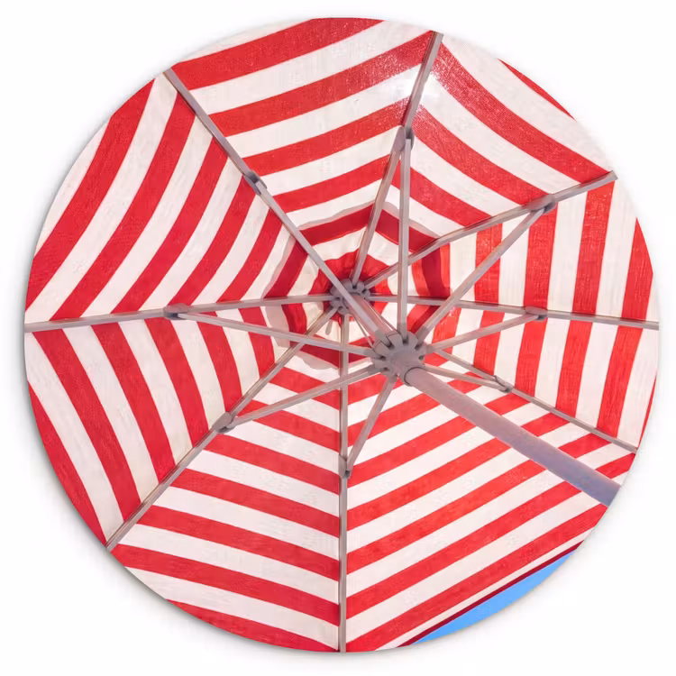 Wandcirkel - Glas - Parasol - Strepen - Zomer - Rood - Blauw — 1
