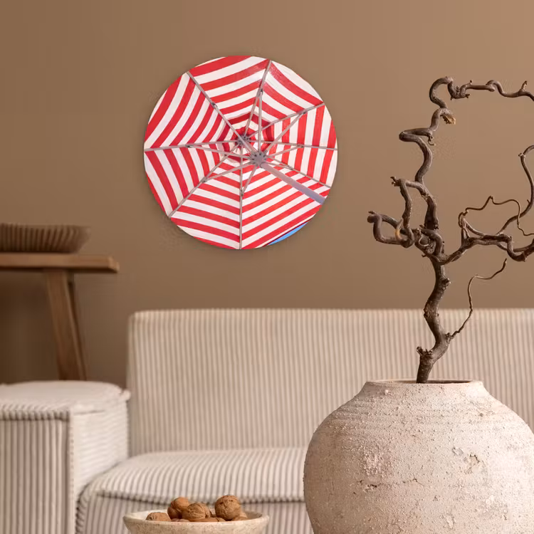 Wandcirkel - Glas - Parasol - Strepen - Zomer - Rood - Blauw — 2