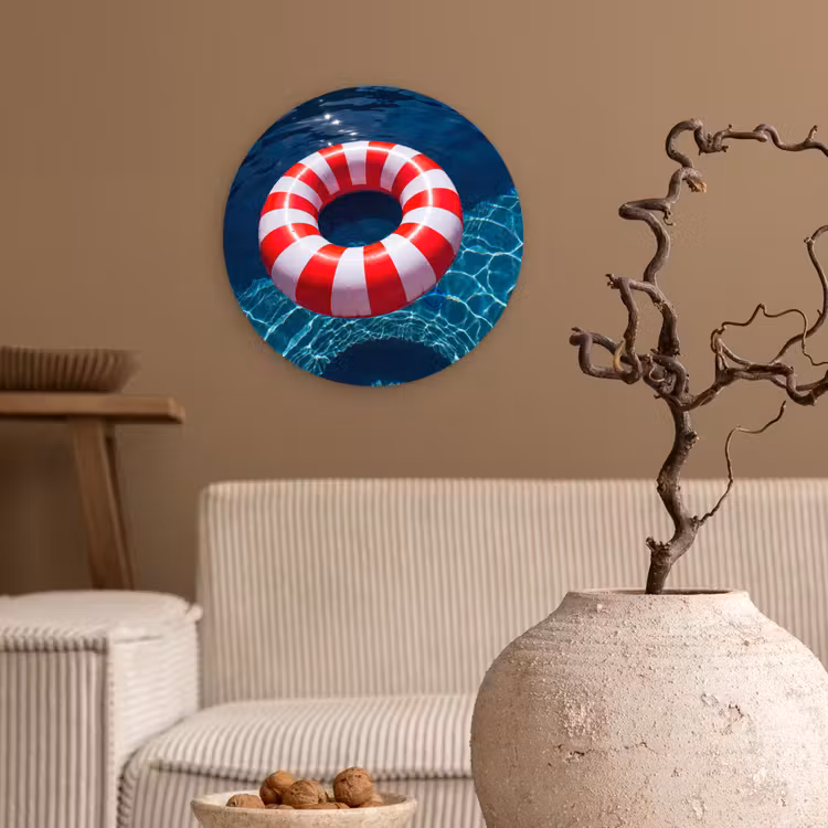 Wandcirkel - Glas - Recreatie - Water - Zomer - Rood - Wit — 2