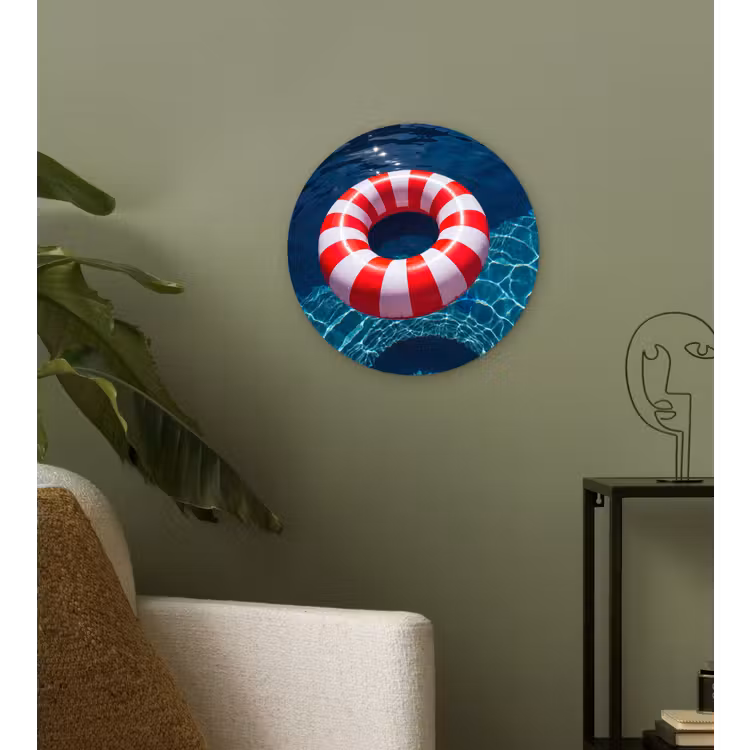 Wandcirkel - Glas - Recreatie - Water - Zomer - Rood - Wit — 3