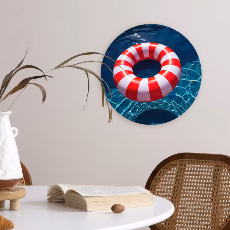 Wandcirkel - Glas - Recreatie - Water - Zomer - Rood - Wit — 4