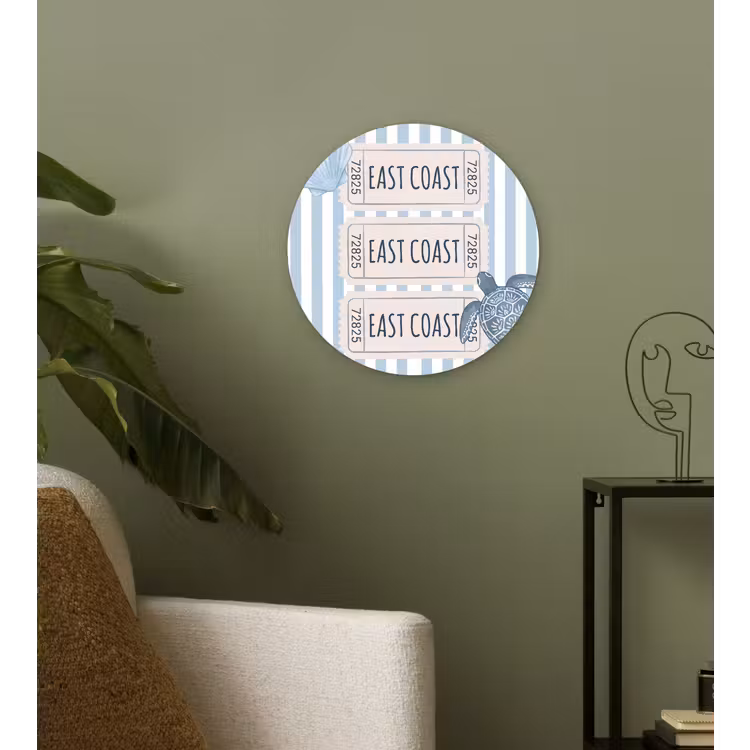 Wandcirkel - Glas - Schelp - Oceaan - Kust - Blauw - Illustratie — 3