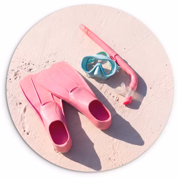 Wandcirkel - Glas - Snorkelset - Strand - Zomer - Roze — 1