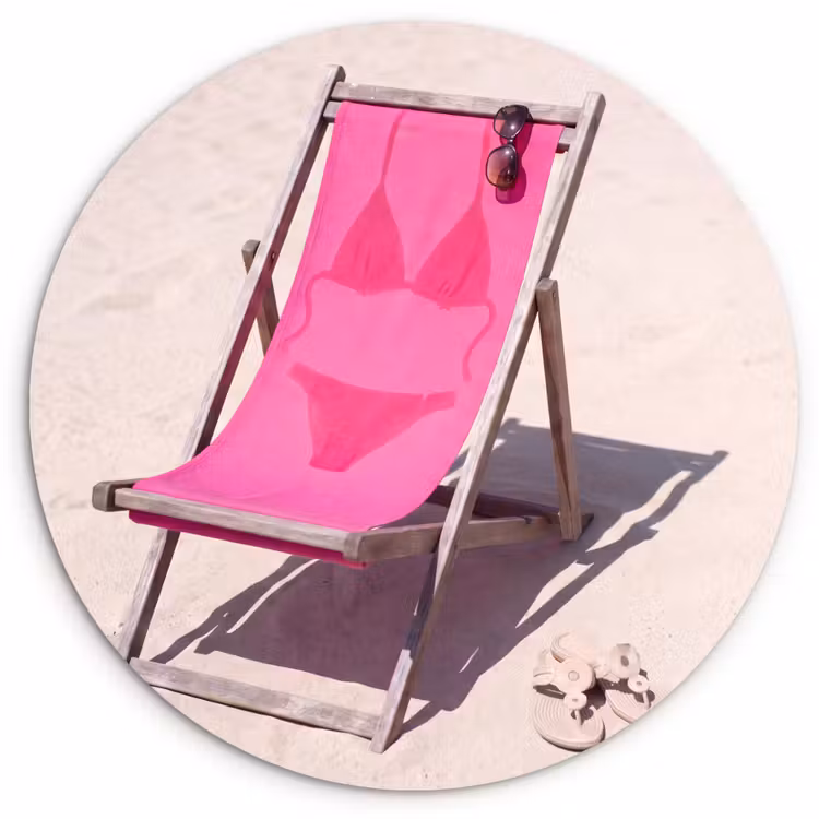 Wandcirkel - Glas - Strand - Ligstoel - Badkleding - Zomer - Roze — 1