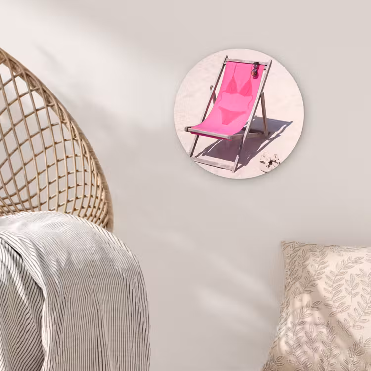 Wandcirkel - Glas - Strand - Ligstoel - Badkleding - Zomer - Roze — 5