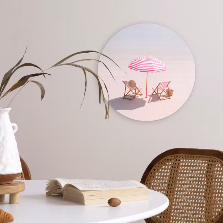 Wandcirkel - Glas - Strand - Parasol - Ligstoel - Zomer - Roze — 4
