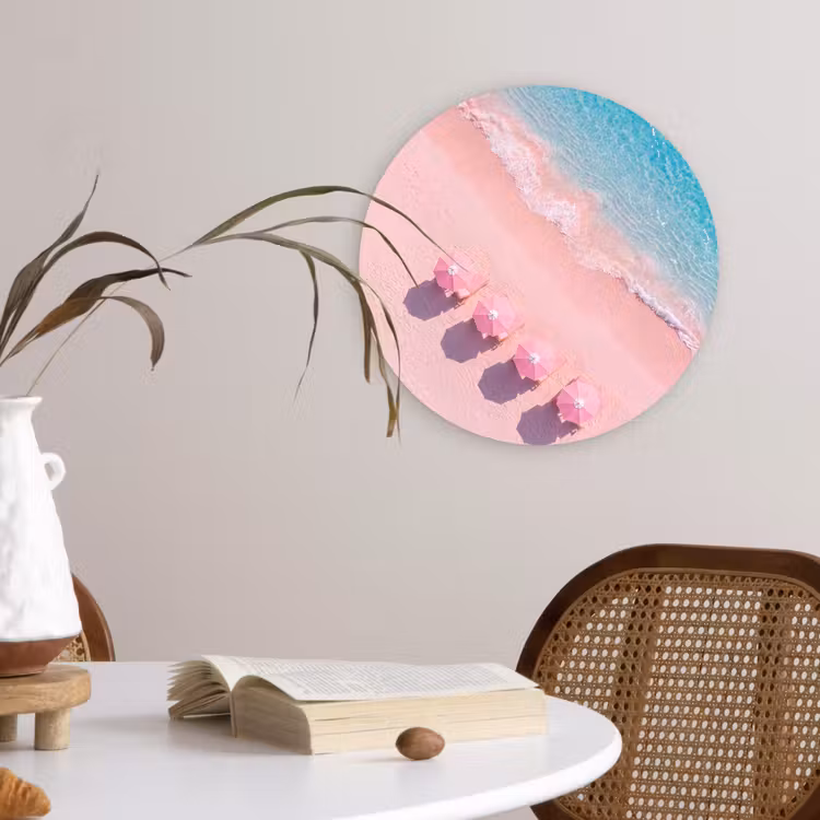 Wandcirkel - Glas - Strand - Roze zand - Zee - Zomer - Natuur — 4