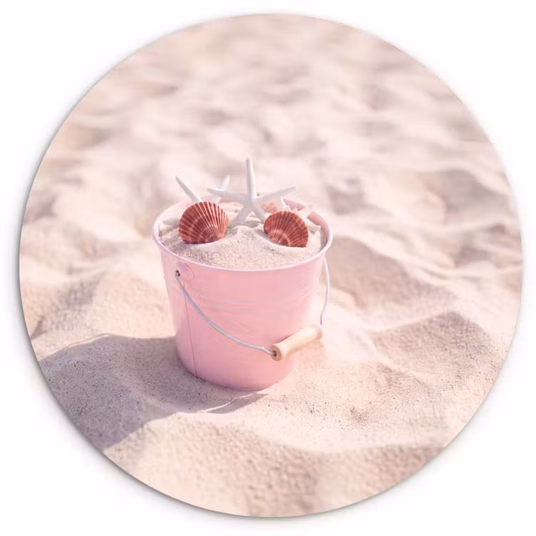 Wandcirkel - Glas - Strand - Schelpen - Zomer - Roze - Decoratie — 1