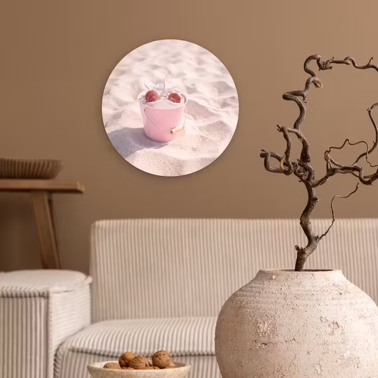 Wandcirkel - Glas - Strand - Schelpen - Zomer - Roze - Decoratie — 2