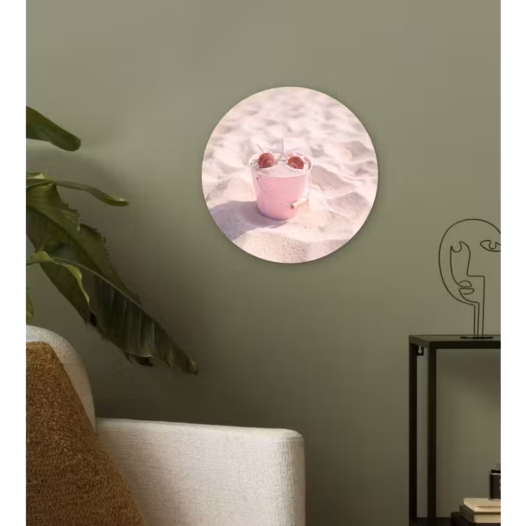 Wandcirkel - Glas - Strand - Schelpen - Zomer - Roze - Decoratie — 3