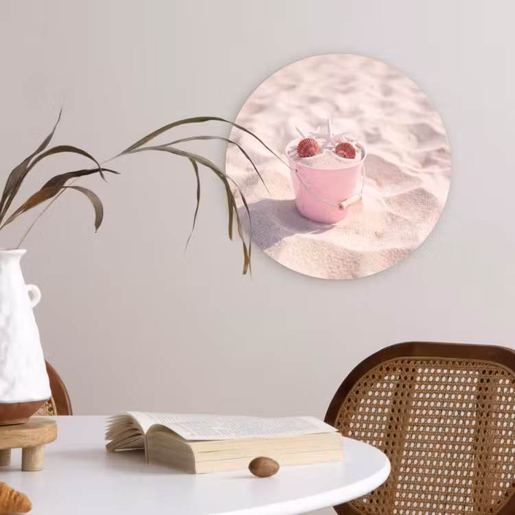 Wandcirkel - Glas - Strand - Schelpen - Zomer - Roze - Decoratie — 4