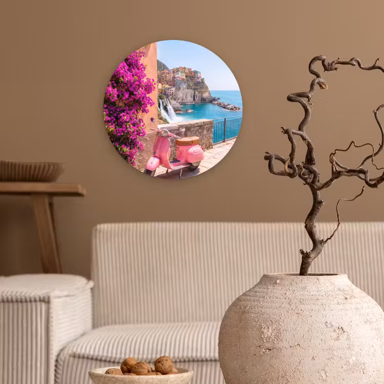 Wandcirkel - Glas - Voertuig - Roze - Kust - Zomer - Reizen — 2