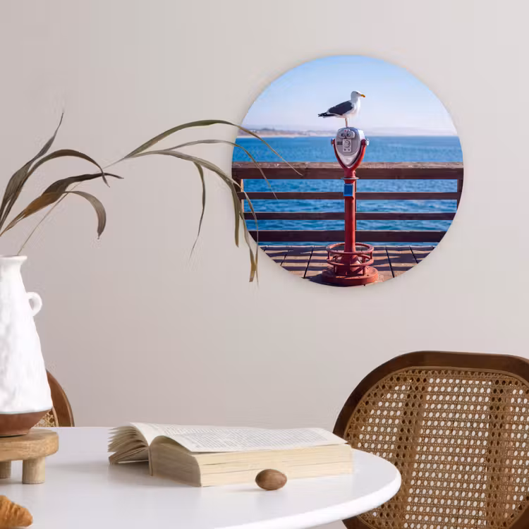 Wandcirkel - Glas - Vogel - Verrekijker - Kust - Zee - Blauw — 4