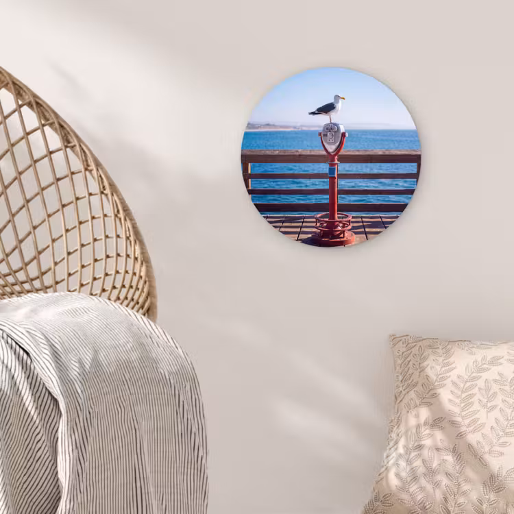 Wandcirkel - Glas - Vogel - Verrekijker - Kust - Zee - Blauw — 5