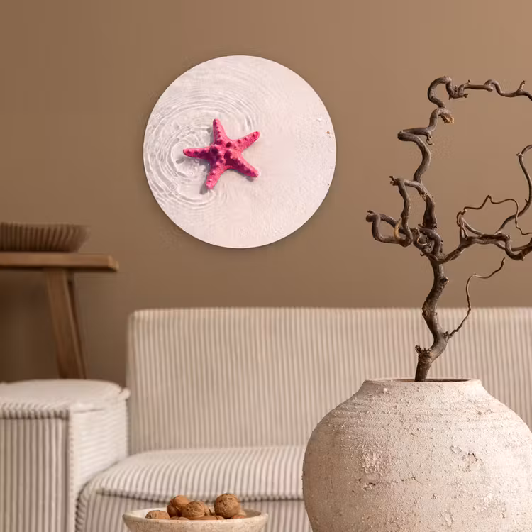 Wandcirkel - Glas - Zeeleven - Zeester - Strand - Roze - Water — 2