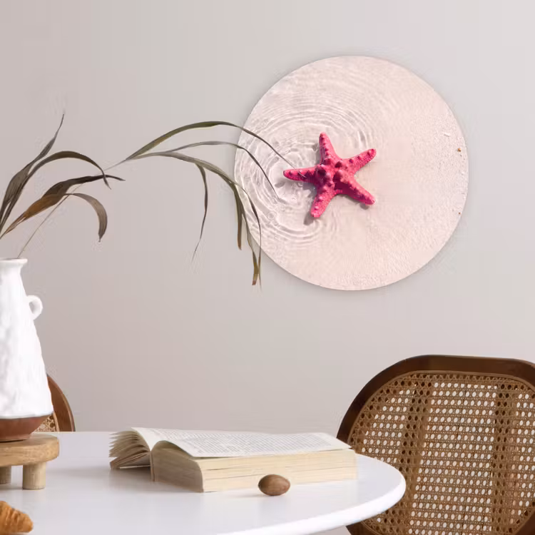 Wandcirkel - Glas - Zeeleven - Zeester - Strand - Roze - Water — 4