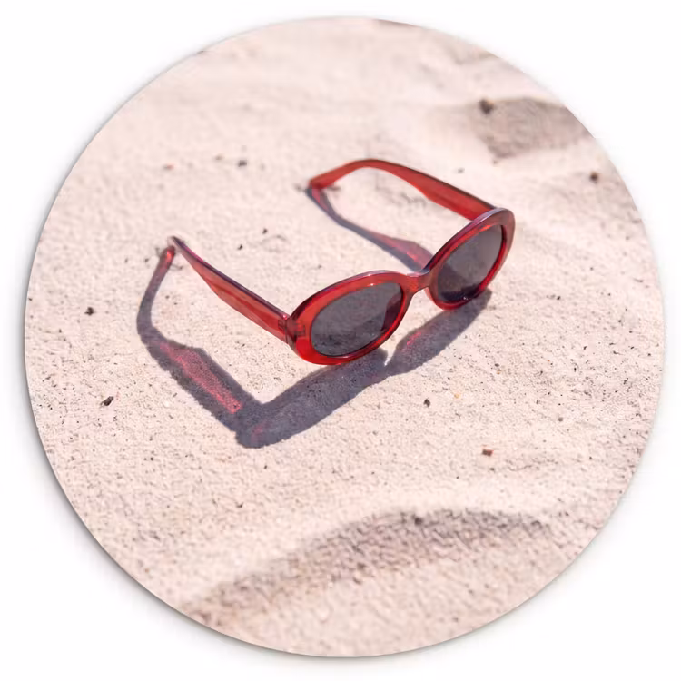Wandcirkel - Glas - Zonnebril - Strand - Vakantie - Rood — 1