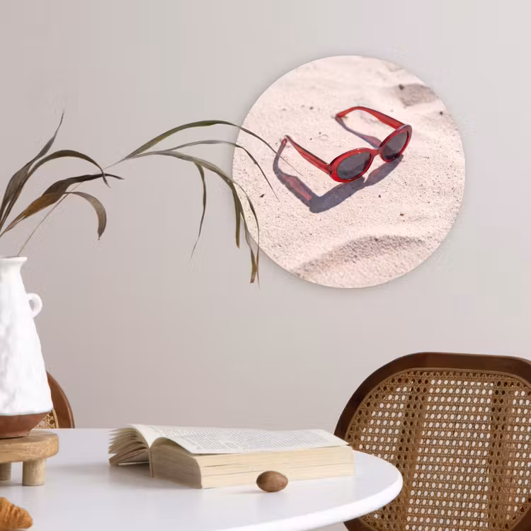 Wandcirkel - Glas - Zonnebril - Strand - Vakantie - Rood — 4
