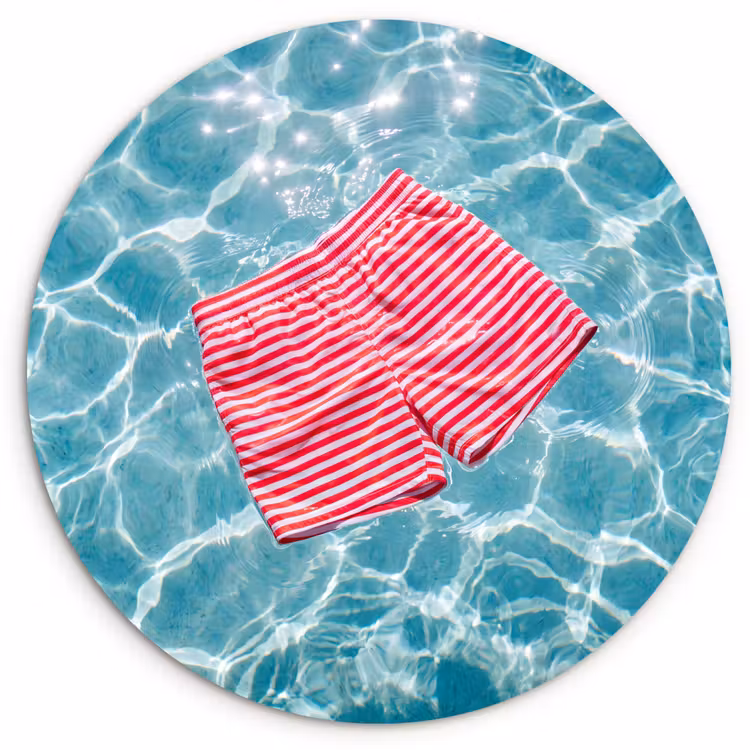 Wandcirkel - Glas - Zwemkleding - Gestreept - Water - Zomer - Rood-wit — 1
