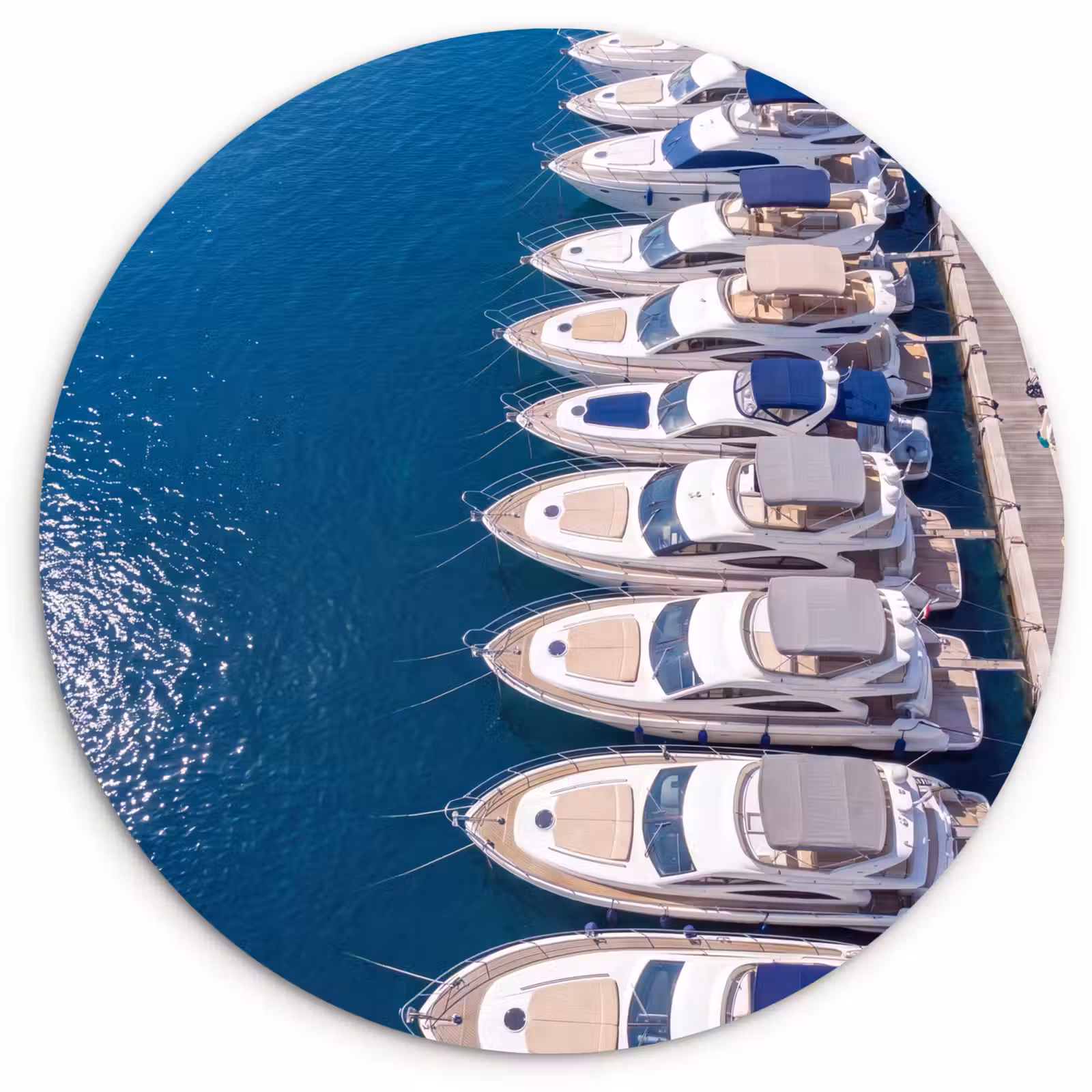 Wandcirkel - Glas - Boot - Jachthaven - Water - Zomer - Blauw — 1
