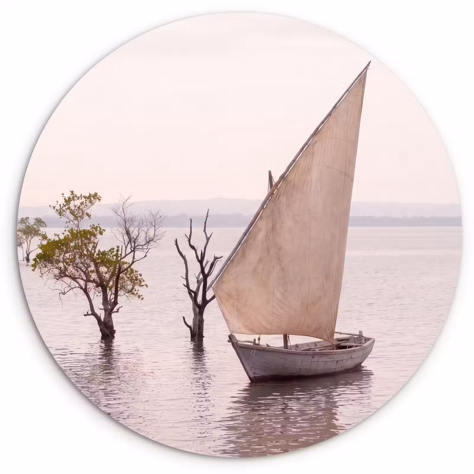 Wandcirkel - Glas - Boot - Zeil - Water - Tropisch - Natuur — 1