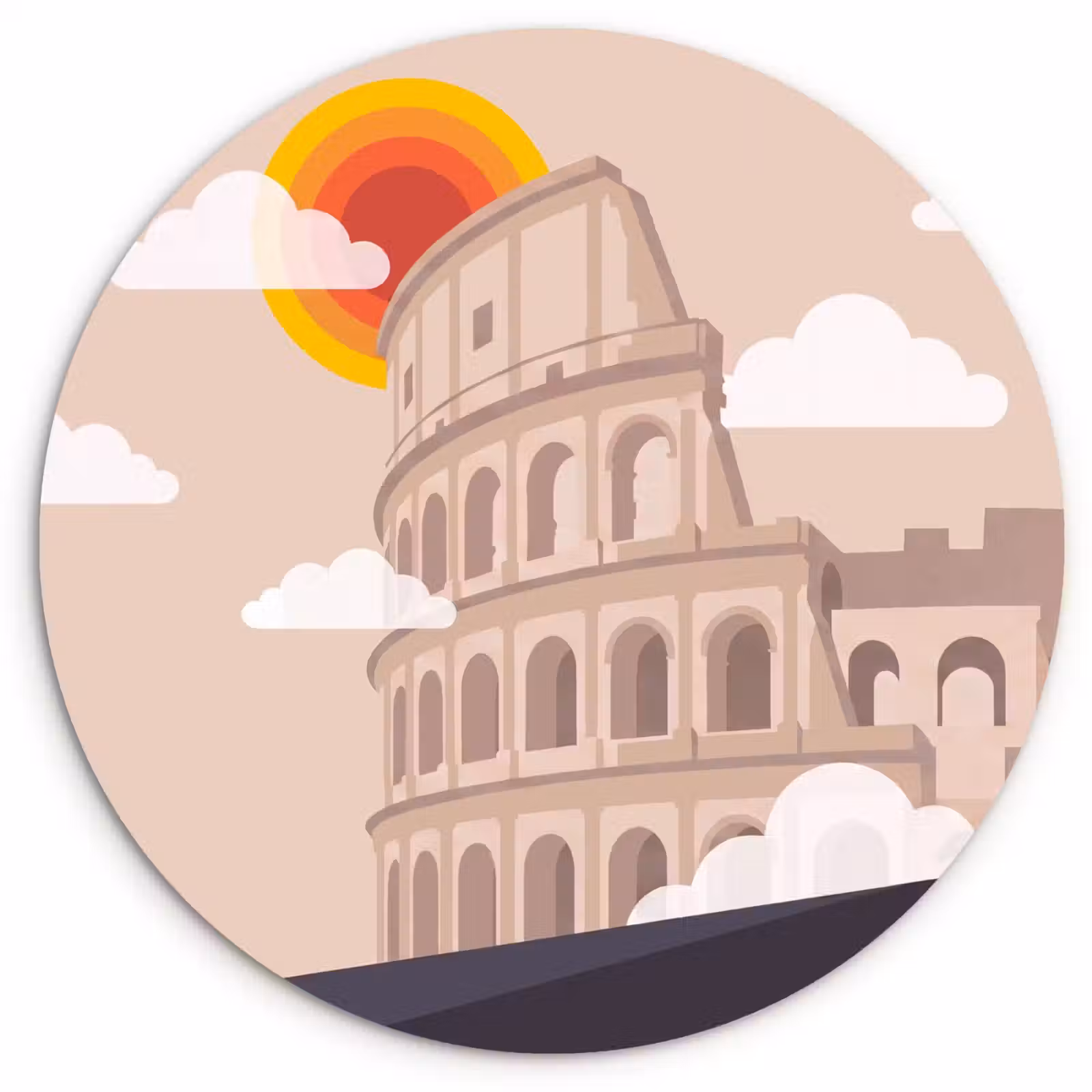 Wandcirkel - Glas - Colosseum - Zonsopgang - Rome - Architectuur - Beige — 1
