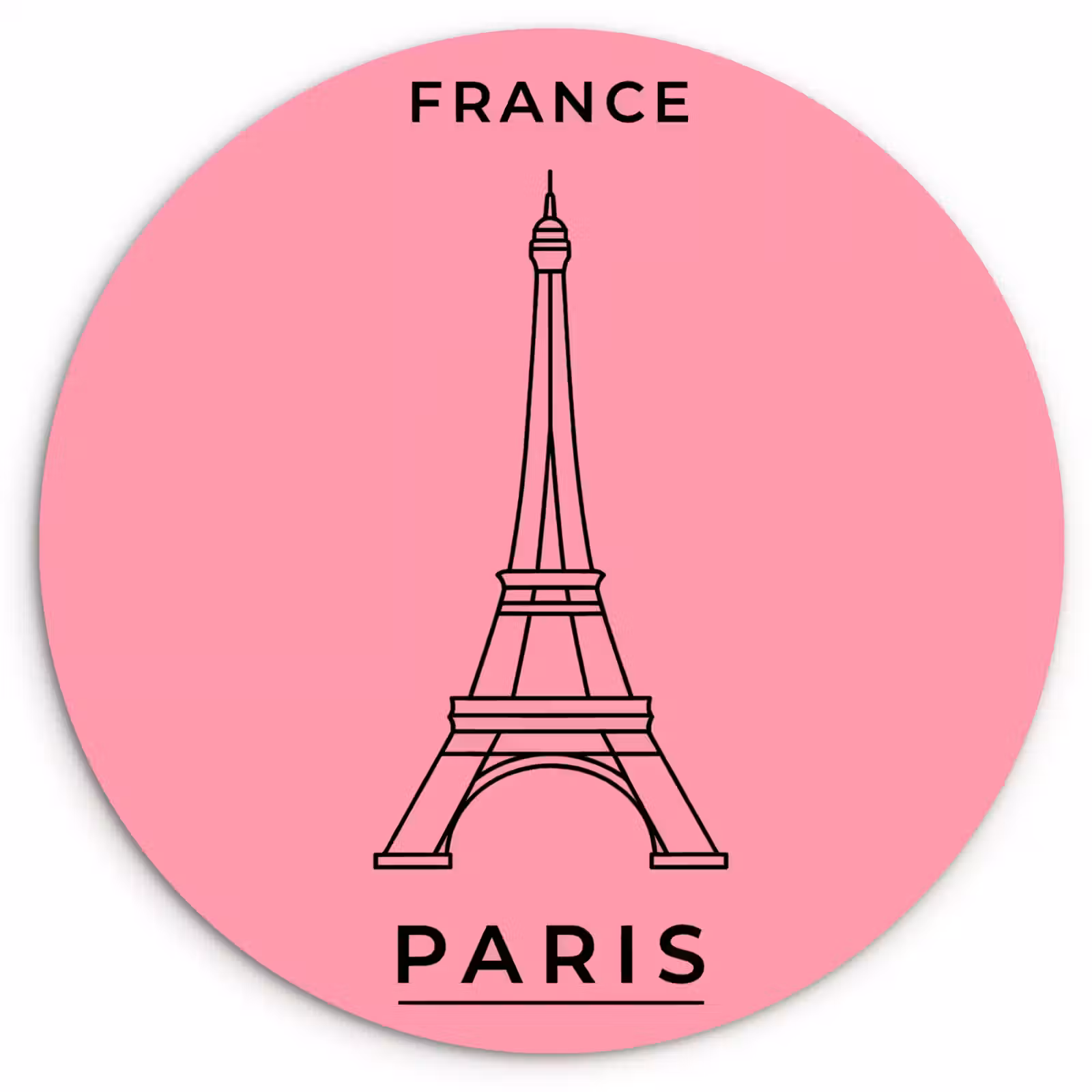 Wandcirkel - Glas - Eiffeltoren - Parijs - Architectuur - Minimalistisch - Roze — 1