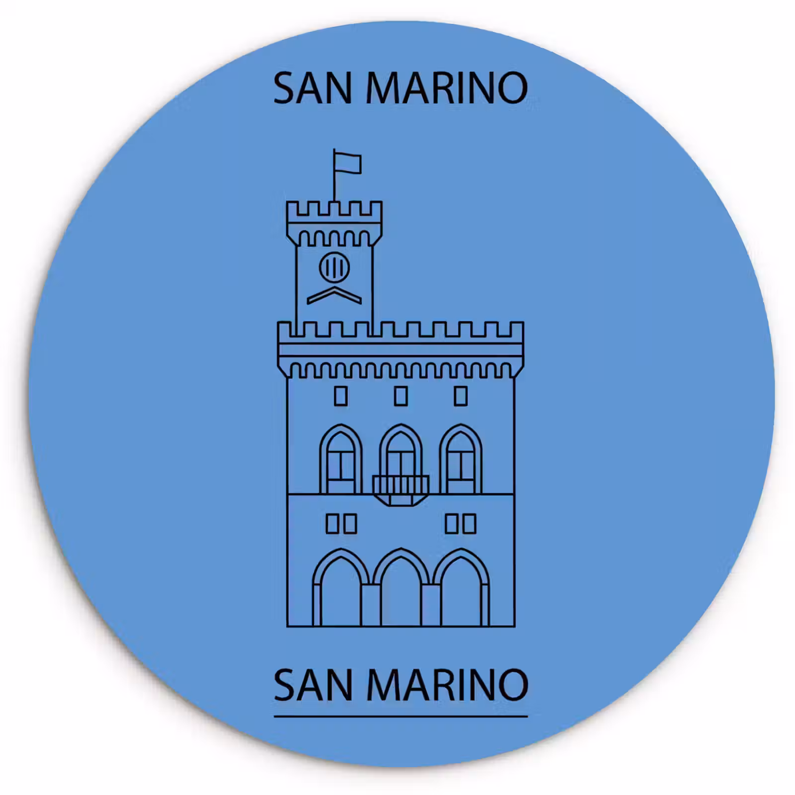 Wandcirkel - Glas - Gebouw - San Marino - Architectuur - Lijntekening - Blauw — 1
