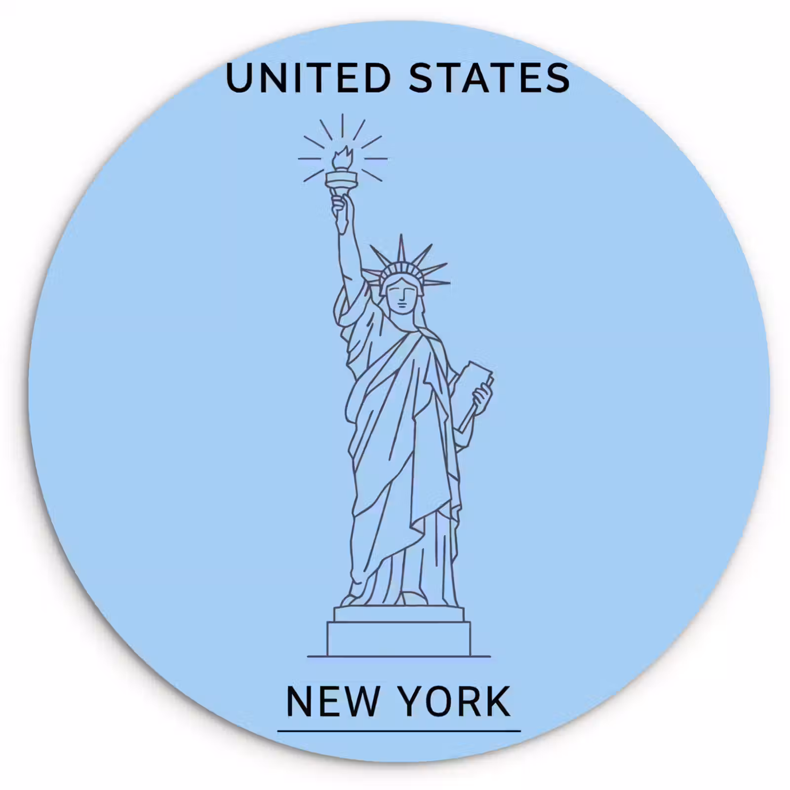 Wandcirkel - Glas - Monument - Vrijheidsbeeld - New York - Minimalistisch - Blauw — 1