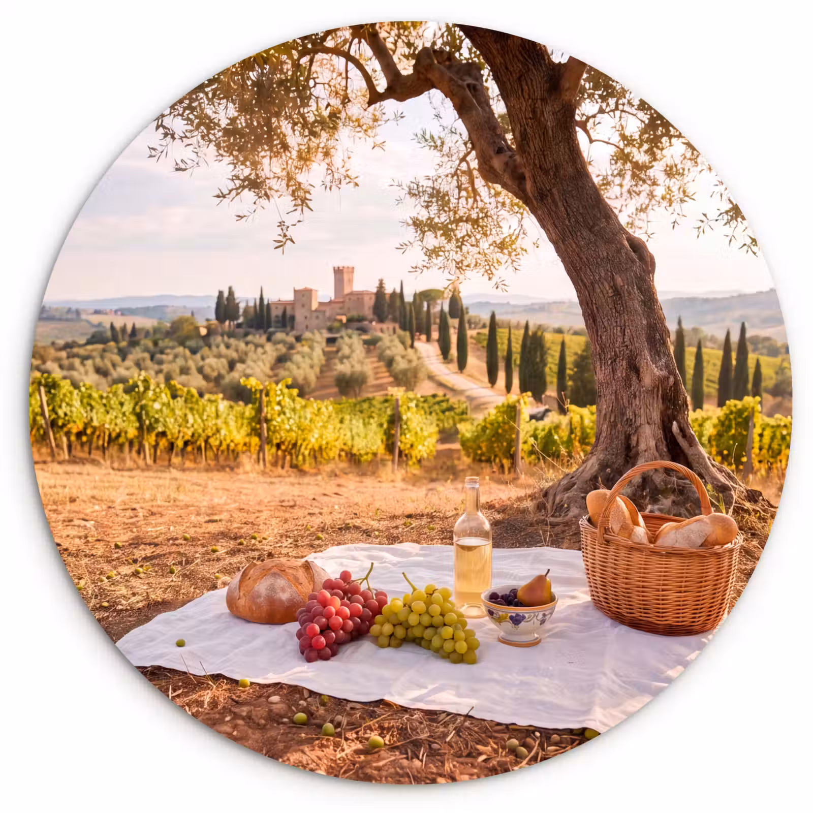 Wandcirkel - Glas - Picknick - Wijngaard - Landschap - Zomer - Eten — 1